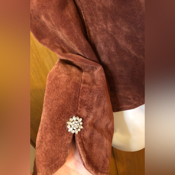 Vintage Suede Leather Jacket by Live A Little Size M Medium Y2K - Picture 5 of 8